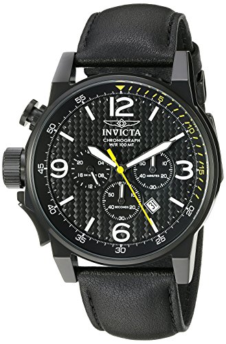 Invicta I-Force Mens Left-Hand Black Leather Strap Chronograph Sport Watch 20140, One Size , No Color Family