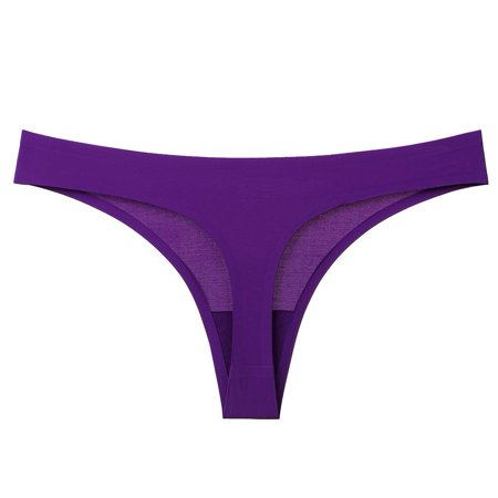 Jura Inc Sexy Seamless G-string Panties Low Waist Women T-back Briefs (Purple L)