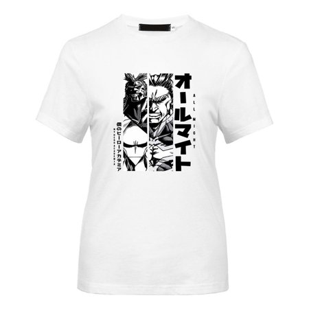 SHIYAO Anime Series My Hero Academia Casual Short Sleeve Fashionable Graphic Print T-shirt for Men Women(White-L)