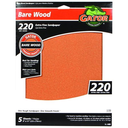 (Pack of 2)  Ali 4465 Gator 9 by 11 Inch Bare Wood Sandpaper 220 Grit Garnet 5 Sheets WhatLCEA-6781