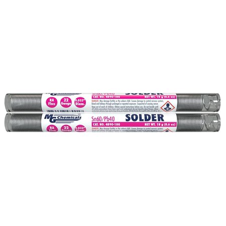 4890 60/40 Rosin Core  Leaded Solder Wire Pocket Pack  0.81mm/0.032  Dia. (2-Pack)  2 Pocket Packs (4890-18G-2)