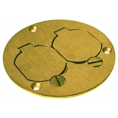Hubbell-Raco 6249 Brass Floor Box Cover and Flanges with Lift Lids  Round