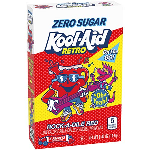 Kool-Aid Retro Rock-a-Dile Red Zero Sugar Artificially Flavored Drink Mix, 6 Ct on-the-Go-Packets, 8 per Case thumbnail