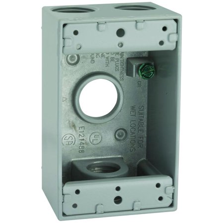 (1 Each)  Hubbell 5330-0 Bell Gray Water Proof 1 Gang Box 2 Inch Deep 4-3/4 Out