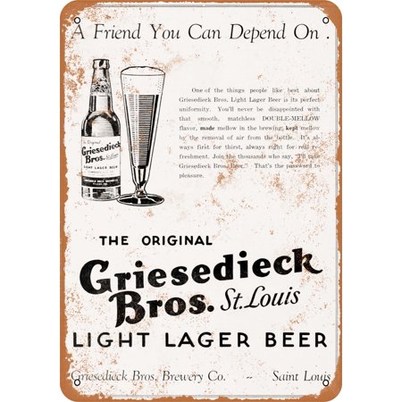 10 X 14 METAL SIGN - 1939 Griesedieck Light Lager Beer - Vintage Rusty Look
