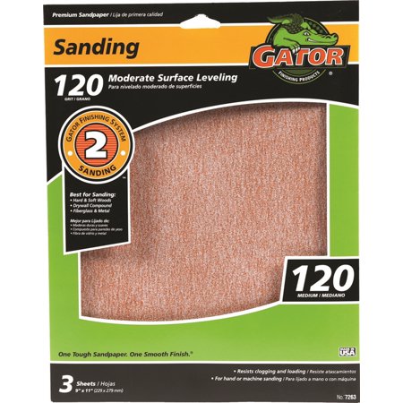 Gator 7263 Sanding Sheet  120-Grit  Fine  Aluminum Oxide