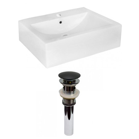 American Imaginations 20.25-in. W Wall Mount White Bathroom Vessel Sink Set for 1 Hole Center Faucet (AI-31610)