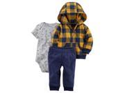 Carter's 3 Piece Yellow/Blue Buffalo Check Printed Zip up Hoodie, 6 Months Navy