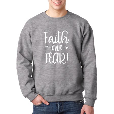 True Way 1253 - Crewneck Faith Over Fear Script Sweatshirt XL Heather Grey