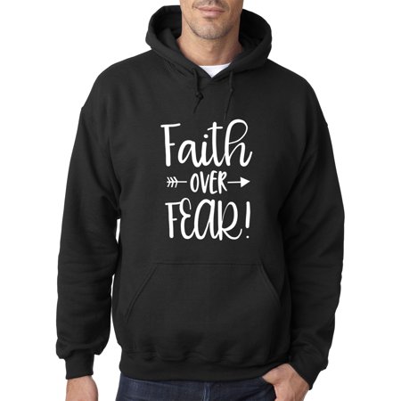 Source One 1253 - Adult Hoodie Faith Over Fear Script Sweatshirt 2XL Black