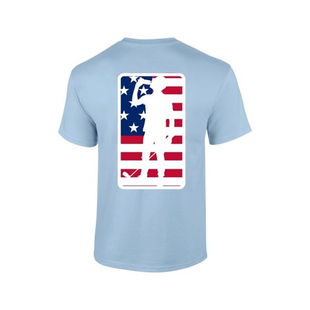 Men S Legalize Mulligans American Flag Golfer Drinking Beer Funny Patriotic Golf Short Sleeve T-shirt-Light Blue-xl