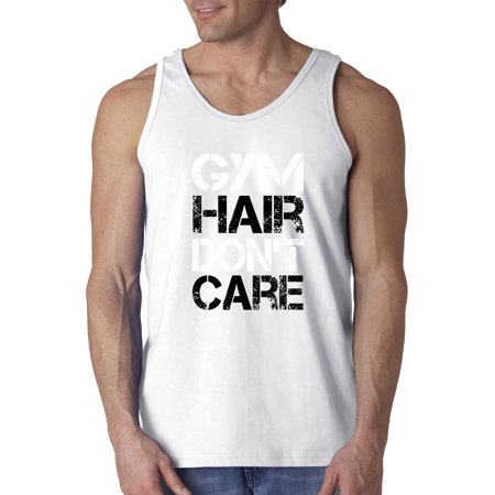 True Way 1455 - Men S Tank-Top Gym Hair Don T Care Workout Exercise Fitness Health Large White