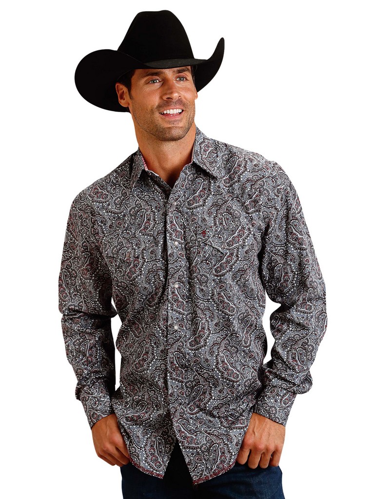 Stetson Western Shirt Mens L/S Paisley 11-001-0425-0492 GY