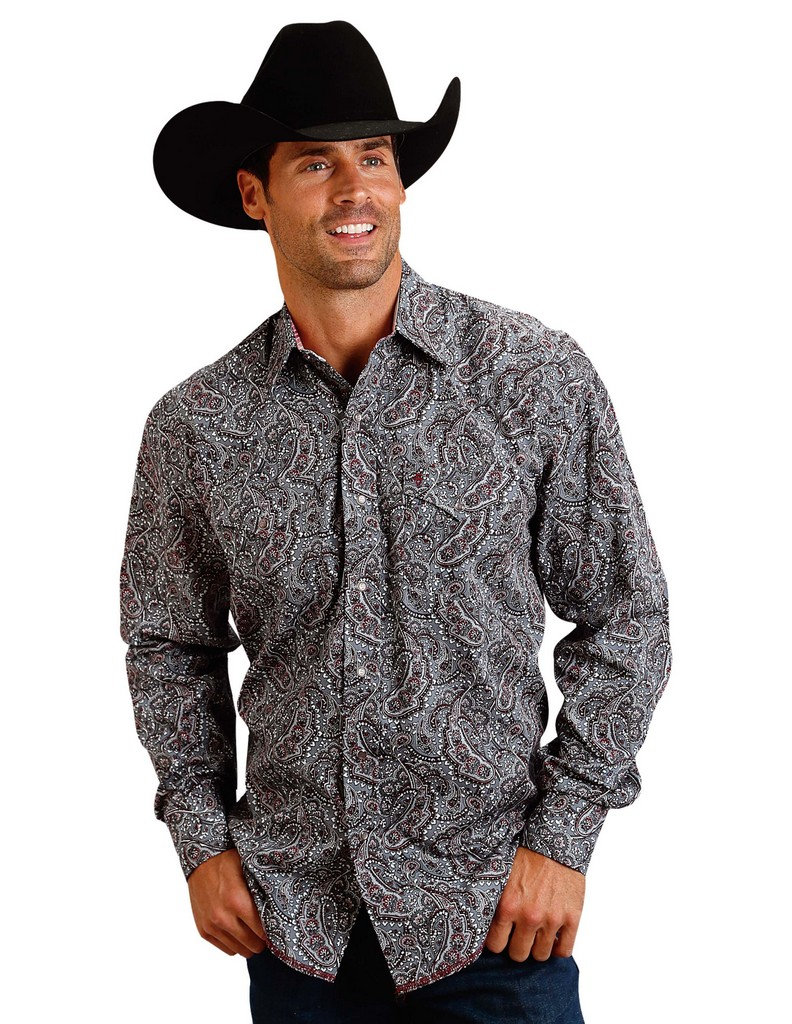 Stetson Western Shirt Mens L/S Paisley 11-001-0425-0492 GY