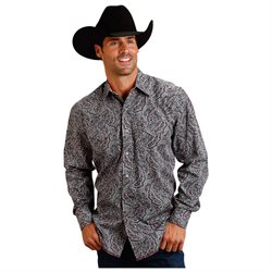 Stetson Western Shirt Mens L/S Paisley 11-001-0425-0492 GY