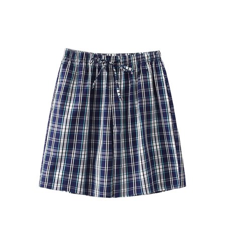 Avamo Men S Woven Comfy Pajama Buffalo Lounge Shorts Plaid PJ Bottoms Mid Waist Drawstring Pockets Short Pants Dark Blue S(US 4-6)