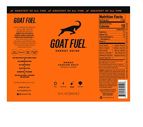 GOAT Fuel Energy Drink Mango Passion Fruit 12 Fl Oz Each / Pack of 12 thumbnail