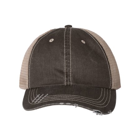 Mega Cap 6990 Herringbone Trucker in Brown/Khaki | Cotton/Polyester Blend