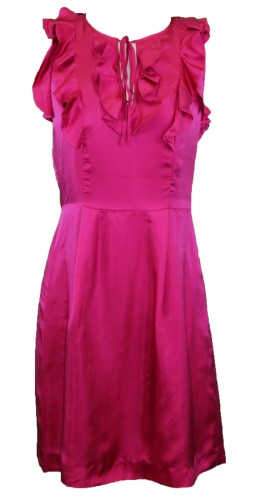 ELIZABETH MCKAY Ruffle Top Jazz Sleeveless Silk Neck Tie Dress 5075