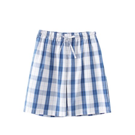 Avamo Men S Woven Comfy Pajama Buffalo Lounge Shorts Plaid PJ Bottoms Mid Waist Drawstring Pockets Short Pants Light Blue S(US 4-6)