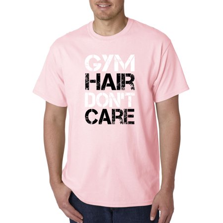 True Way 1455 - Unisex T-Shirt Gym Hair Don T Care Workout Exercise Fitness Health 2XL Light Pink