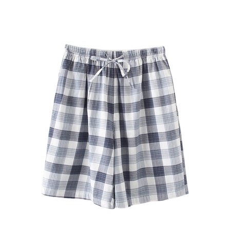 Avamo Mens Buffalo Plaid Casual Pajama Shorts Nightwear Drawstring Elastic Waist Grid Home Shorts Trousers Lounge Wear Sky Blue S(US 4-6)