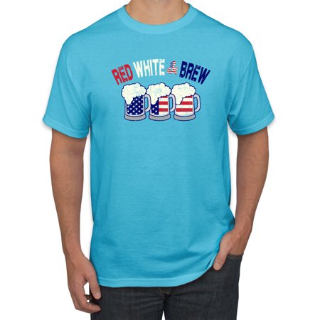 Wild Bobby  July 4th Beer Party Red White and Brew USA  Americana/American Pride  Men Graphic Tee  Light Turquoise  X-Large