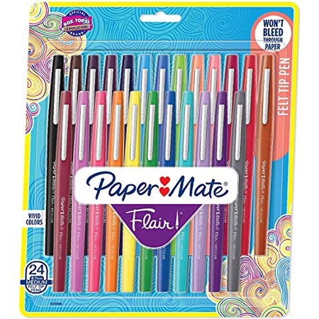 Paper Mate Flair Felt Tip Pens | Medium Point 0.7 Millimeter Marker Pens | Back to School Supplies for Teachers & Students | Assorted Colors  24 Count