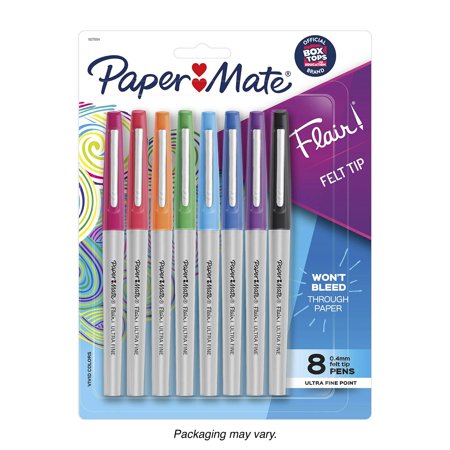 Paper Mate Flair Felt Tip Pens  Ultra Fine Point (0.4mm)  Assorted Colors  8 Count
