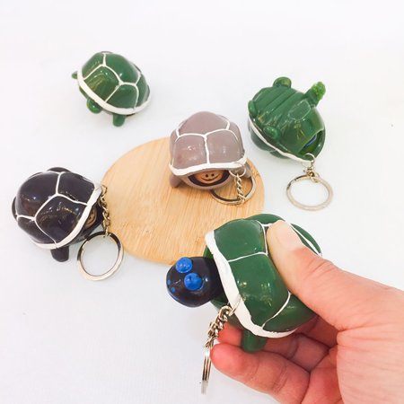 Archer Lovely PVC Pop Out Head Turtle Squeeze Stress Relieve Toy Keychain Ring Pendant