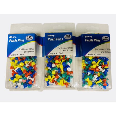 Allary Push Pins 150 Count for Home Office and School Style 1744 Multi Color Pack of 3