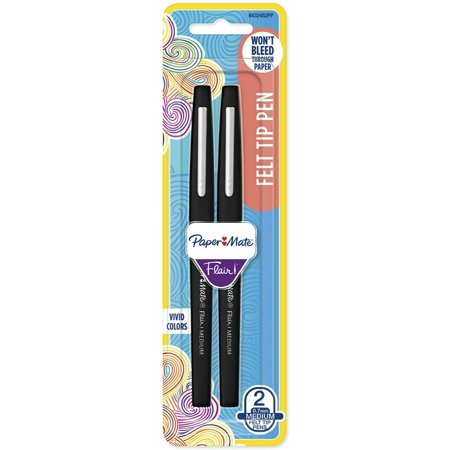 8432452PP Paper Mate Flair Felt Tip Pens  Medium Point 0.7mm Black  8 Packs of 2