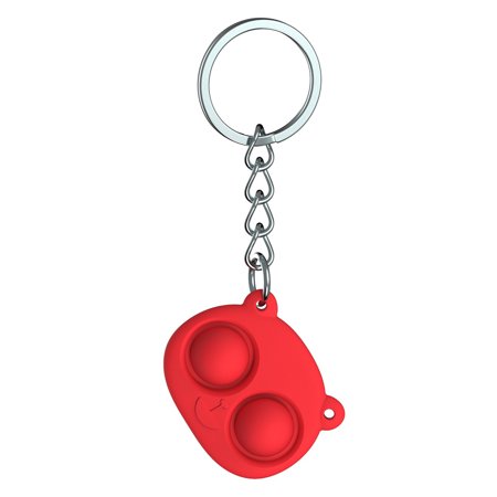 Fidget Keyring Push Pop Stress Relief Key Ring Bubble Dimple Silicone Mini Keychain  Rose Red