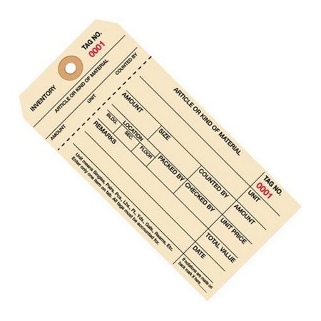 Inventory Tags 1 Part Stub Style 6 1/4  X 3 1/8  Numbered (5000-5999)