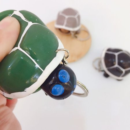 Sunnymall Lovely PVC Pop Out Head Turtle Squeeze Stress Relieve Toy Keychain Ring Pendant  Green