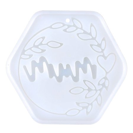 Diy Letter Keychain Crystal Glue Mold 5797 White Hexagonal Keychain Silicone Stencil Decorations Shape with Holes Pendant Alphabet Stencil for Diy Jew