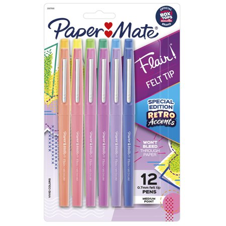 Paper Mate Flair Medium Point Pens - Medium Pen Point - Assorted Water Based Ink - 12 / Pack | Bundle of 5
