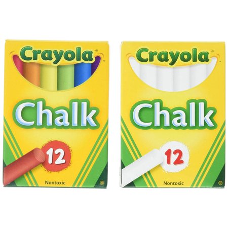 Non-Toxic White Chalk(12 Ct Box)and Colored Chalk(12 Ct Box) Bundle  Not Intended for Use on School Chalkboards by Crayola
