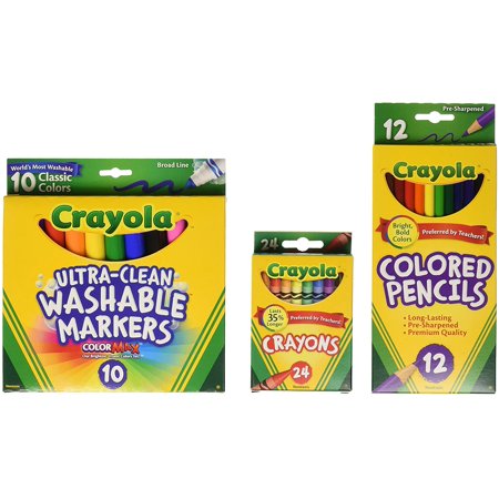 Crayola Back to School Supplies  Grades 3-5  Ages 7  8  9  10  Contains 24 Crayola Crayons  10 Washable Broad Line Markers  and 12 Colored Pencils
