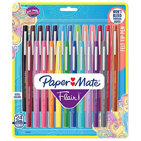 Paper Mate Flair Felt Tip Pens | Medium Point 0.7 Millimeter Marker Pens | Back to School Supplies for Teachers & Students | Assorted Colors  24 Count