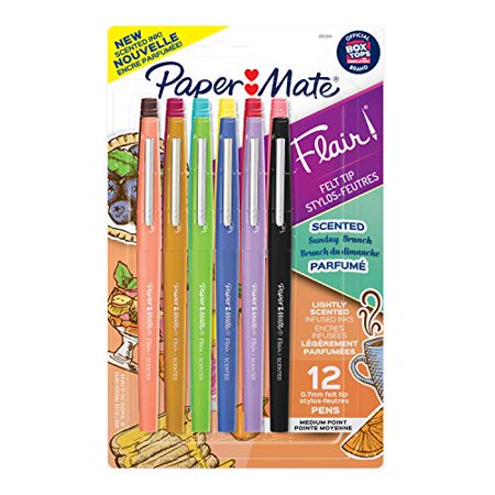 Paper Mate Flair  Scented Felt Tip Pens  Assorted Sunday Brunch Scents and Colors  0.7mm  12 Count