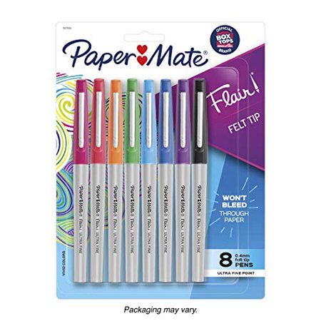 Paper Mate Flair Felt Tip Pens  Ultra Fine Point (0.4mm)  Assorted Colors  8 Count