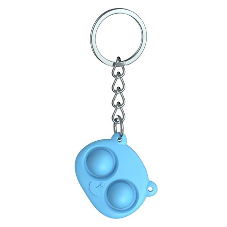Fidget Keyring Push Pop Stress Relief Key Ring Bubble Dimple Silicone Mini Keychain  Sky Blue