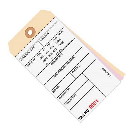 Inventory Tags 3 Part Carbonless 6 1/4  X 3 1/8  Numbered (5000-5499)