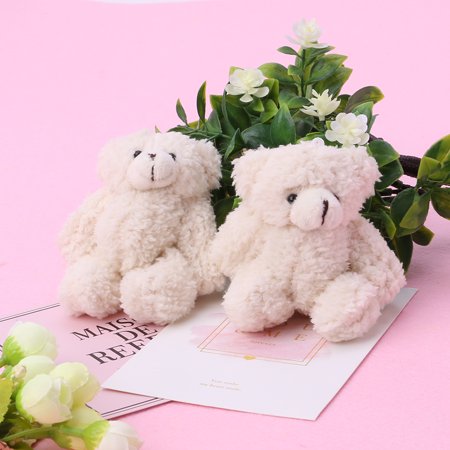 CENDER New Mini Stuffed Bear Plush Toys White Gummy Bears Animal Toy Key Chain