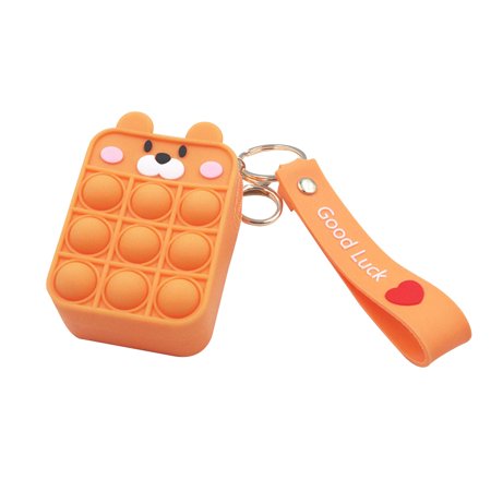 Cute Pop Bubble Key Chain Bag Coin Purse Fidget Toy Stress Relief Key Ring Toys for Adults Kids