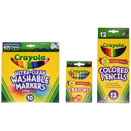 Crayola Back to School Supplies  Grades 3-5  Ages 7  8  9  10  Contains 24 Crayola Crayons  10 Washable Broad Line Markers  and 12 Colored Pencils