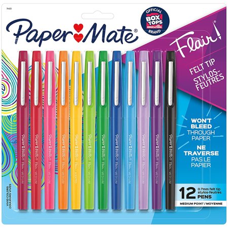Paper Mate Flair Felt Tip Pens | Medium Point 0.7 Millimeter Marker Pens | School Supplies for Teachers & Students | Assorted Colors  12 Count
