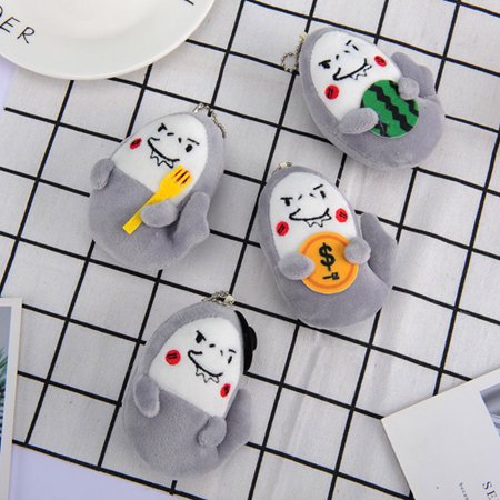 Sunnymall Plush Pendant Cartoon Stuffed Toy PP Cotton Funny Shark Animal Pendant Keychain for Decoration  Color#5588