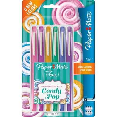 Paper Mate Flair Candy Pop Limited Edition Felt Tip Pen Medium Pen Point - Assorted - 6 / Pack